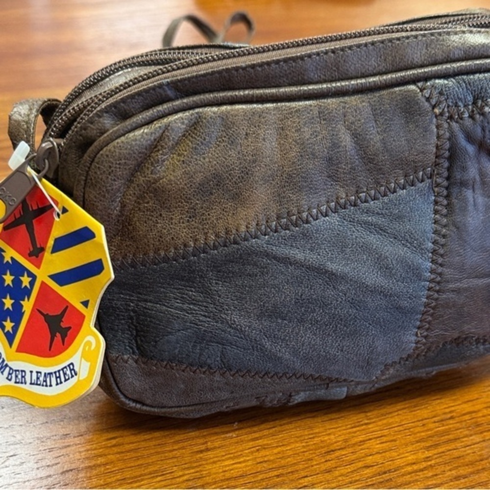 Vintage  Patchwork Mini Bag / Crossbody Genuine Bomber Leather